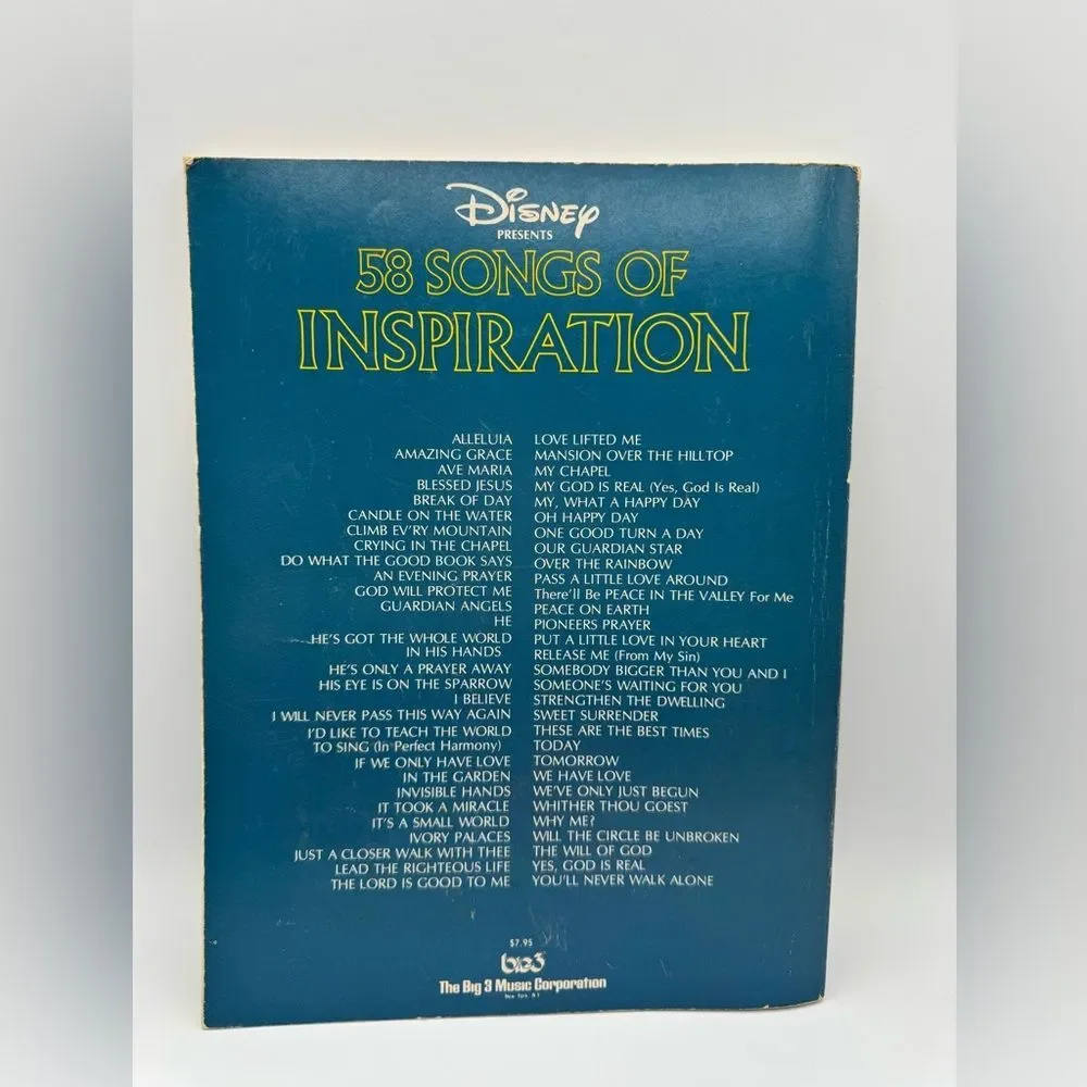 Disney Presents: 58 Songs of Inspiration -Vintage Sheet Music Folio (1979) | GUC